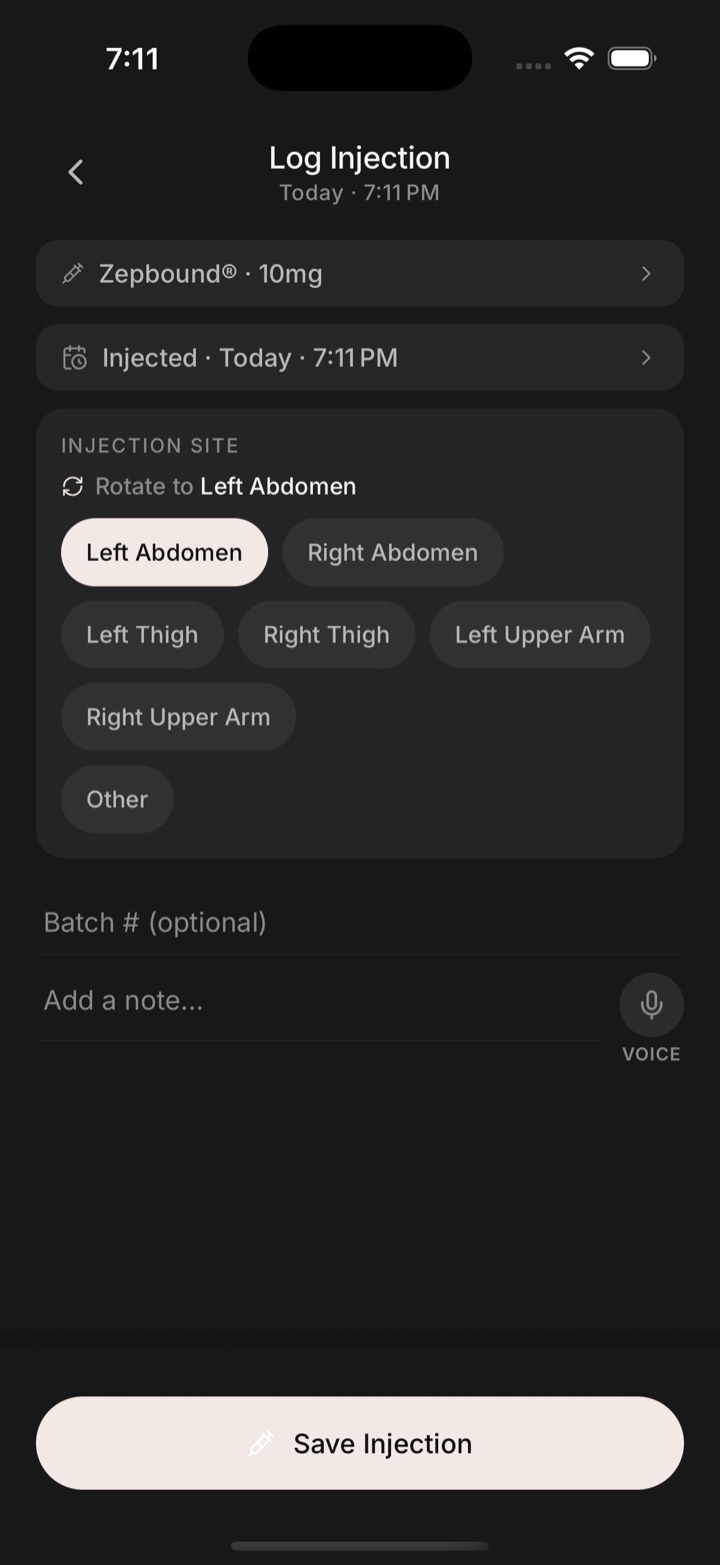 Log Injection screen
