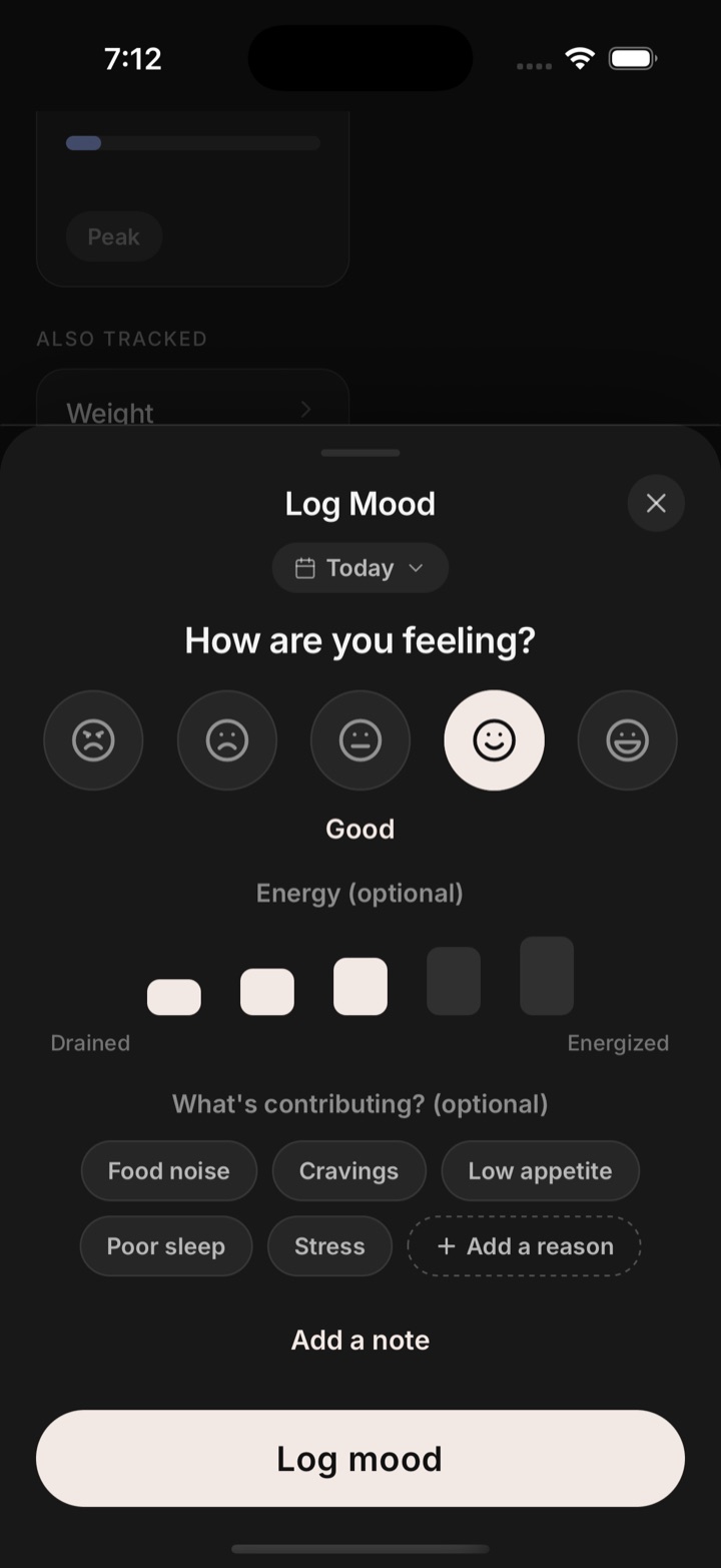Log Mood screen